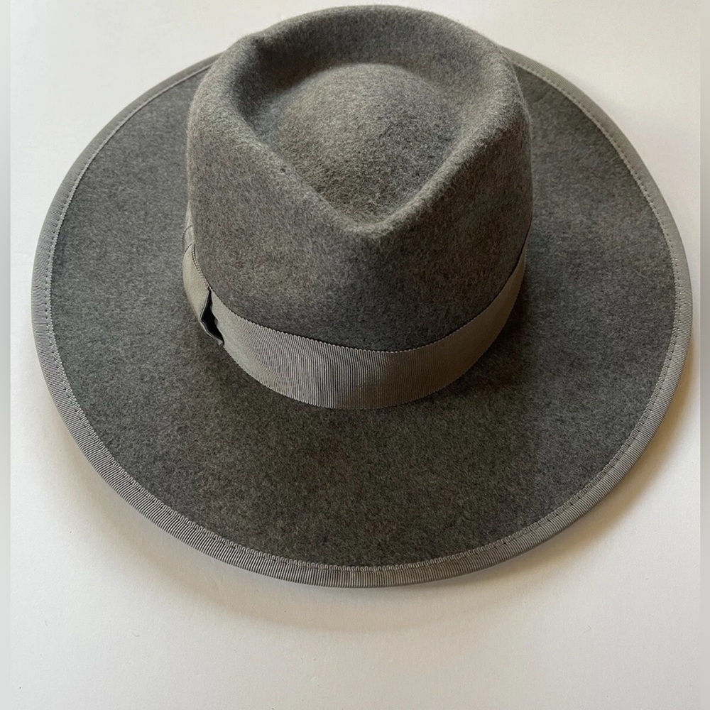 NWT PHENIX 100% Wool Fedora Hat Ribbon Trim Charcoal Gray One Sz Nordstrom $79